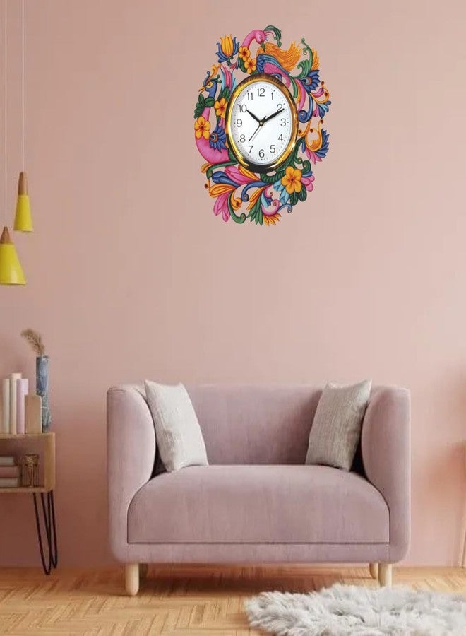 APS ART PLUS STORE متجر APS ART PLUS: ساعة حائط خشبية بتصميم طاووس، مناسبة لتزيين جدران المنزل والمكتب، وساعة حائط خشبية لتزيين جدران غرفة المعيشة. - Image 4